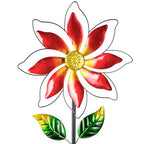 Wind Spinner Outdoor,14’’ Dia Red Flower Shape Garden Pinwheels Spinners,Waterproof Windmill for Yard Lawn Patio Decor - size: 14'' Red