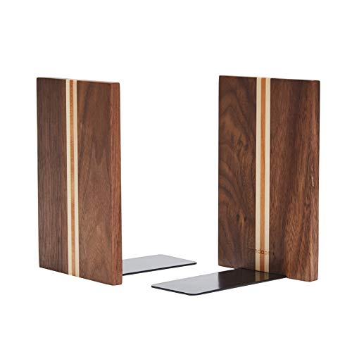 Pandapark Wood Decorative Bookends,Non-Skid Bookend for Shelves,Heavy Duty Bookends,Book Stand for Books/CDs,1 Pair - color: Walnut Artist