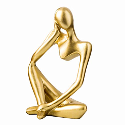Asng Resin Thinker Style Abstract Sculpture Statue Collectible Figurines Home Office Bookshelf Desktop Decor (Gold, Left,Large) - color: Gold-left, size: Large