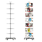 Upgraded Retail Display Stand 7 Tier Spinning Display Stand, Movable Shop Spinner Rack with Hooks, Retail Display Racks for Jewelry Keyring Hats Socks Toys (Black) - color: Black, style: 7 Tier-5 wheels