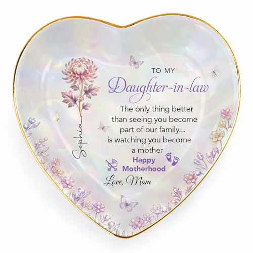Daughter in Law Gifts Heart Shape Jewelry Dish, Jewelry Tray Gift from Mother-in-law, “The Only Thing Better… Is Watching You Become a Mother” Sentimental Motherhood Keepsake - color: Daughter In Law 128