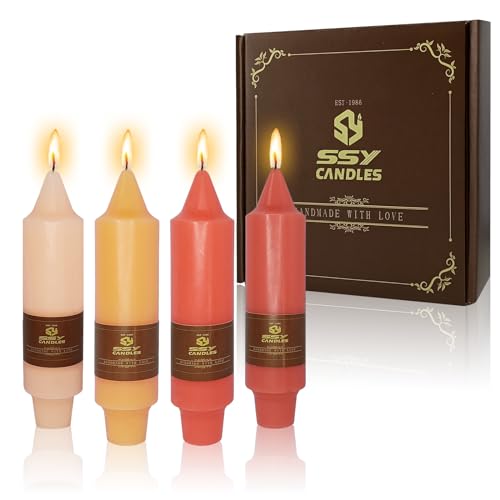 NJAO HOO Fall Short Taper Candle Orange 5 Inch Candlesticks Unscented Dripless Gradient Colored Tapered Candle Set for Home Dinner Party Halloween Decor, 4 Pack - color: Orange Gradient, size: 5 In
