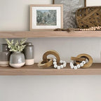 Oakrain 2pcs Wood Chain Link Decor, Minimalist Home Décor Accents, Natural Boho Farmhouse Rustic Handmade Wood Knot Decor for Shelf Coffee Table, Best Housewarming Gifts - style: 3 link (2 Pack-Acacia wood)