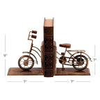 Deco 79 Wooden Bike Decorative Bookends Non Skid Bookends, Set of 2 Office Bookends7"W, 9"H, Brass