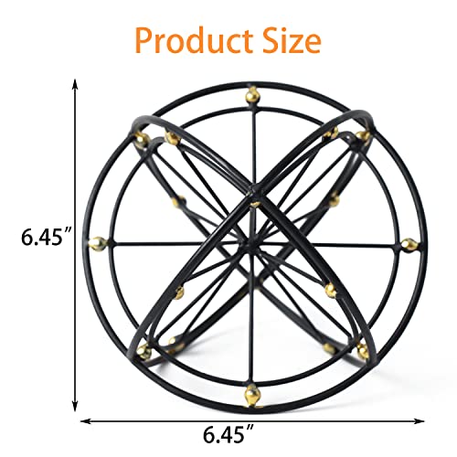 6.45 Inches Metal Geometric Sphere, 3D Black Metal Decorative Ball, Modern Tabletop Sculpture Orb, Table Top Decor Accents for Home Living Room Study Bedroom - color: Black-6.45 in
