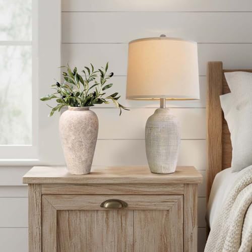 Ceramic Flower Vase Home Decor - 9.2 inch Large Farmhouse Table Vases, Rustic Decorative Vases for Kitchen Living Room Coffee Dining Shelf Mantel Decoration - color: Farmhouse Grey-9.2"