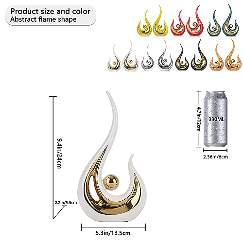 LCCCK White Gold Abstract Figurine Statues for Home Decor – Modern Ceramic Sculpture Accent, Decorative Statues for Living Room, Shelf, TV Stand, Office or Coffee Table Centerpiece Art Decoration - color: White and Gold