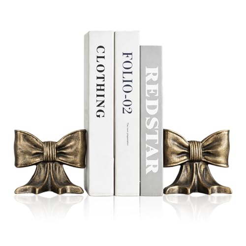 Metal Bookends Set of 2, Heavy Duty Book Ends for Heavy Books, Autumn Copper Decorative Bookends for Shelves Desk Office Home Decor - color: Autumn Copper