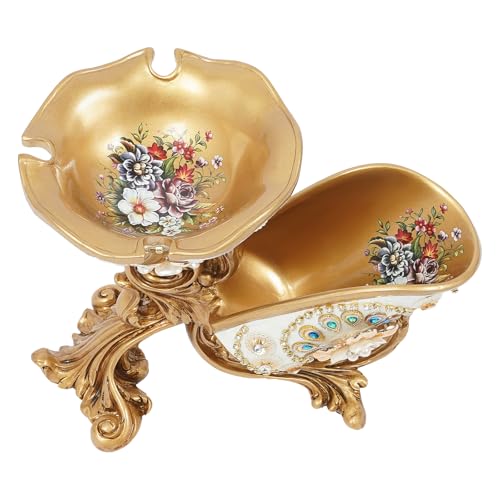 Tabletop Wine Rack Golden Luxury Cameo Flower Diamond Wine Glass Display Holder, Holds 1 Wine Bottle and 3 Wine Glasses Wine Decor for Kitchen Bar Gifts
