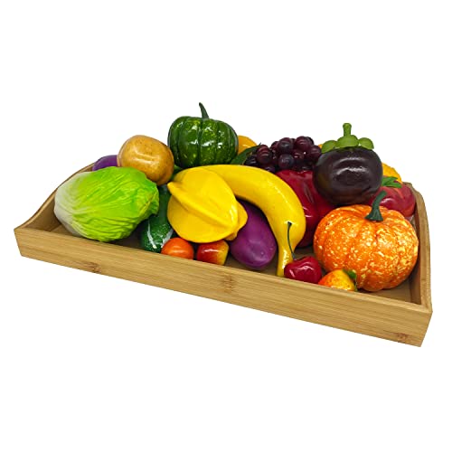 Bamboo Serving Tray Dinner Plates Cheese Board 16.5"x11.8"（42x30cm with Handle - color: Only Big Serving Tray