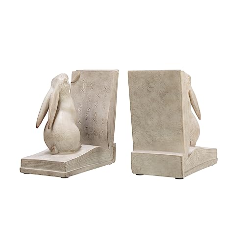Bunny Rabbit Bookends, Set of 2, White Finish - color: White