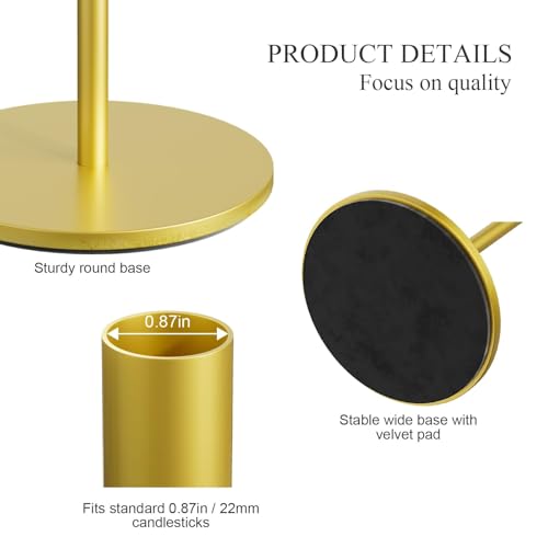 FSyueyun Gold Candle Holder Taper Candle Holders, Set of 6 Candle Stick Holders Decor for Mantel Table Centerpiece, Used for Wedding, Dinning, Housewarming Gift - color: Gold, size: Set of 6