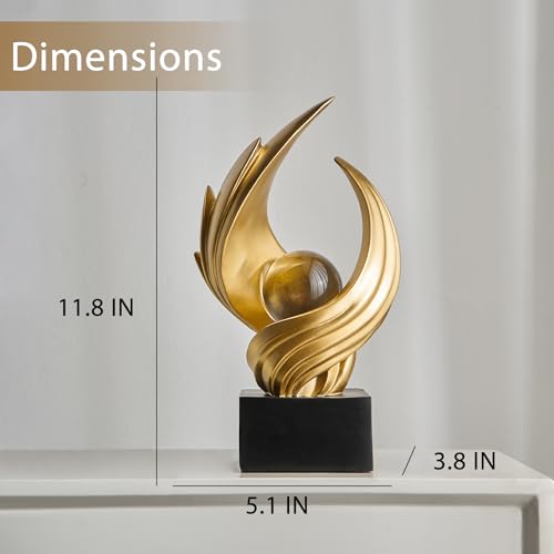FJS Modern Gold Statue Living Room Decor, Resin Shelf Decor Accents, Abstract Art Sculptures Decorations for Bookshelf Dining Room Office Coffee Table TV Stand - color: A-gold
