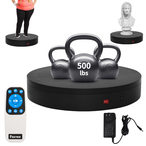 Super Heavy Duty Remote-Controlled Motorized Turntable,Motorized Rotating Display Stand,Speed-Adjustable Rotating Platform,Human 3D Scan Electric Turntable for Scan,Showcase(19.7in/Black) - size: 19.7inch/Black/700Lbs Load