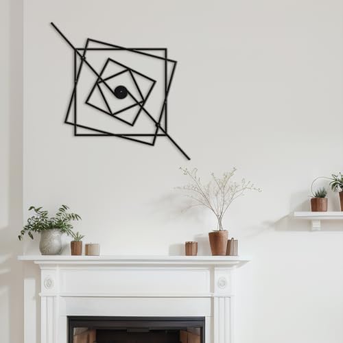 SIGNLEADER Metal Wall Decor Geometric Abstract Minimalist Modern Luxury Wall Sculpture Hangings 3D Statue Home Decoration for Living Room, Bedroom, Bathroom, Kitchen, Fireplace, Office - 18" Black - color: Gry08-2405-m08, size: 18" Black
