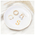 ProCase Ceramic Jewelry Tray, Initial Ring Dish Trinket Plate Engagement Gift, Small Personalized Monogram Ring Bowl for Wedding, White Decorative Jewelry Holder for Women Vanity -Letter S - style: S