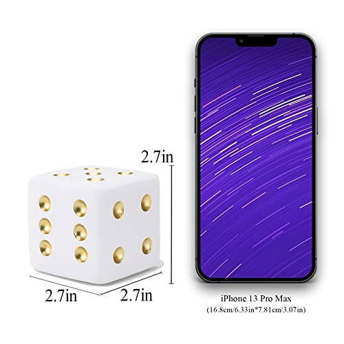 BRABUD Resin Jumbo Dice Decor White & Gold Dice Statue Living Room Bedroom Office Photographic Decoration 2.7'' TQGJBS377 - color: White, size: 2.7''