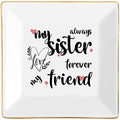 Sisters Gifts from Sister in Law Happy Birthday Gift for Women Funny Big Brother Little Ceramic Small Jewelry Dish Unique Trinket Tray Best Ring Plates Always My Sister, Forever My Friend - color: Sisters