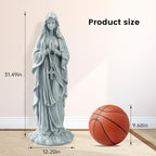 VChymm Virgin Mary Praying Statue 31.49 Inch Tall Outdoor Garden Religious Garden Outdoor Yard Patio Deck Home Entryway Hallway Sculpture Magnesium Oxide Stone （Grey Virgin） - color: Blue