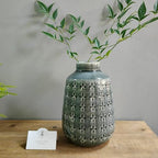 Hosley Set of 2 Grey Ceramic Vase 7.25" High. Ideal Gift for Floral Arrangements Home Weddings Party Spa Meditation Home Office - color: Gray