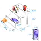 NIUBEE Acrylic Riser Display Shelf, Clear Display Stand for Amiibo Funko POP Figures,4 Tier Cupcakes Stand Perfume Organizer and Storage (12 Inch Large) - size: 12 inch