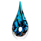 Luxury Lane Hand Blown Abstract Hollow Blue Tear Drop Sommerso Art Glass Sculpture for Home Decor 11.5 inch Tall Centerpiece Table Decoration - size: 11.5" tall