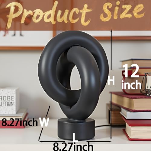12" Modern Abstract Ring Decorative Sculpture, Knot Sculptures,Home Decor,Coffee Table Statues,Dining Living Room Desk Decor,Black - color: 12" Black