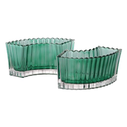 MCMCNCUIU Crystal Vases for Centerpieces, Flower Vases for Wedding Centerpieces, Green Vase for Flowers, Curve Small Vase for Living Room, Bedroom, Kitchen, Dining Table, Set of 2 - color: Green