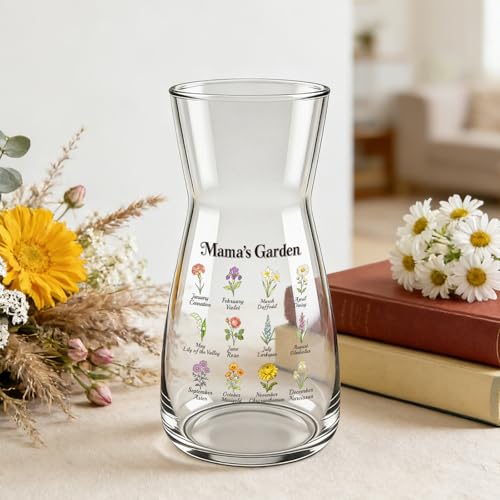 8 inch Clear Glass Flower Vases,Mom Gifts Mothers Day for Wife from Daughter Son,Birthday Gifts for Mom,Centerpiece Table Home Indoor Desk Decor