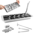 Stainless Steel Ice Cube Trays, 18-Slot Metal Ice Cube Trays for Freezer, Vintage Inspired Design with Release Lever Remove Handle for Making Large Cubes Kitchen & Bar
