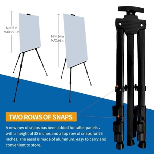 RRFTOK Easel Stand for Sign and Painting: Art Portable Adjustable Metal Tripod Easels for Display Height from 17 to 66 Inch -Canvas Stand for Table-Top/Floor Paint - Gifts for Teens Art Supplies - style: 66BC 1-pack