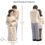 New Parents and Baby Figurines, Gifts for New Mom and Dad, Ideal for First Mothers Day, First Fathers Day, Hand Painted Sculpture, Resin, 8.7" H - style: Family of 3