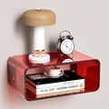 Acrylic Floating Nightstand, Bedside Table, Nightstand Shelf Wall Mounted Bedside Shelf (Red, Small) - color: Red