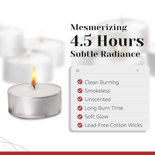 Tea Light Candles in Metal Cups - 4.5 Hours Clean, Long Burning White Unscented - 250 Votive Candles Bulk for Romantic Dinner, Wedding, Spa & Hotels by PARNOO - style: 250 Pack 4 Hours Burn Time