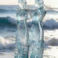 Sisters by My Side, Celebrates Friendships Three Sisters Sculpture,Sea Glass Style Resin Sisters Sculpture,Sister Ornament, Memorial Gift for Women (Two Sisters) - color: Two Sisters