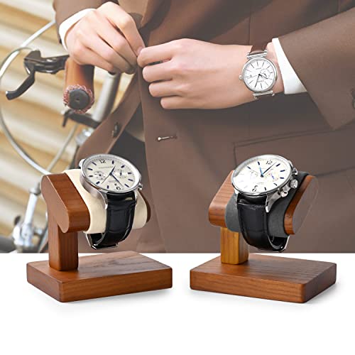 Solid Wood Single Watch Display Stand for Men Jewelry Watch Showcase Stand Display (Black) - color: Black