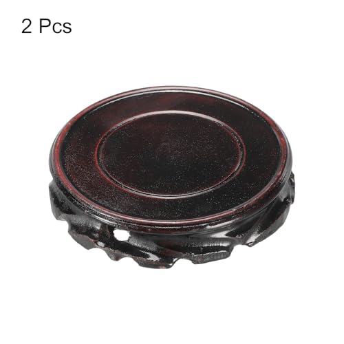 MECCANIXITY Wooden Display Stand Base Stand Holders 110mm/4.33 inch Diameter Black for Vase Bonsai Stone Furniture Stable Home Decoration Pack of 2