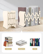 Honagu Adjustable Bookends, Metal Book Ends for Shelves Heavy Book, Desk Magazine File Organizer for Home, Office, Books, Papers, Extends up to 19 inches (Beige) - color: Beige