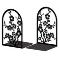 Peacoblue Metal Bookends for Shelves, Modern Decorative Heavy Duty Study Book Ends Stoppers for Office, Desk, Shelf, Room 5.3"x4.3"x7.9" Cast Iron Simple Tall Bookends 1 Pair (Plum Blossom Branches) - style: Plum Blossom Branches