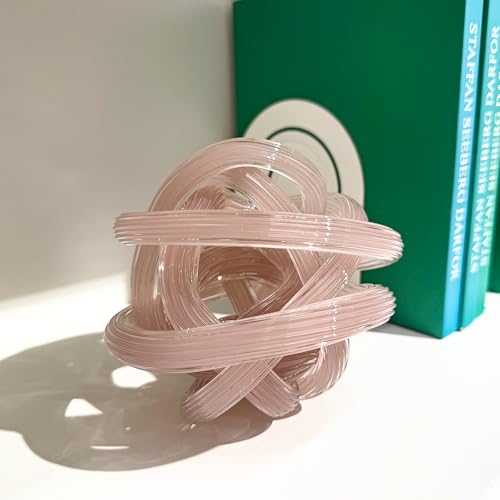 Glass Knot Teal Orbit Ball - 6 Inch Hand Blown Infinity Sculpture Decor Glass Orbit Home Decor Table Decoration Interio Art - color: Pink, size: 6" Diameter