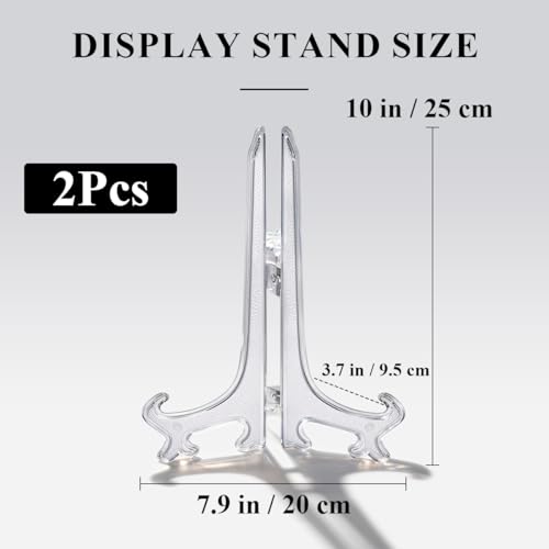 10 Inch Clear Acrylic Easel Stand 2pcs Large Plate Display Holder for Decorative Chargers Wall Art Framed Photos Table Centerpieces Wedding Decor Foldable - color: Clear, size: 10inch