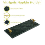 Napkin Holder - Guest Towel Holder for Bathroom - Green Marble Paper Towel Holder - Hand Towel Tray with Gold T-Handle(11.8x4.7x1.7 Inchs) - color: Green