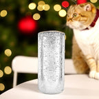 WGVI Hurricane Candle Holder Sleeve, W: 5", Ht: 10", Silver Speckled Glass Cylinder Open Both Ends, Chimney Tube Shade, 1 Piece - size: 5x10"H