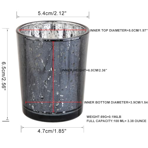 Black Mercury Glass Tea Light Holders Set of 36 - Elegant Votive Candle Holders for Weddings, Showers and Home Decor - Perfect for Table Centerpieces and Parties (Glass, Black) - color: Black