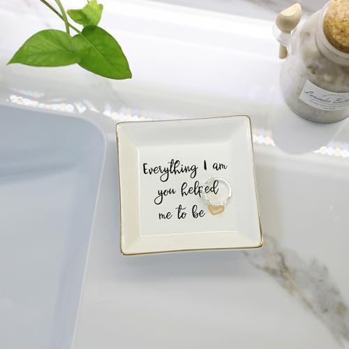 HOME SMILE Everything I Am You Helped Me to Be-Ceramic Ring Dish Jewelry Tray-Mother/Stepmom/Bonus Mom Gifts for Thanksgiving Day Birthday Christmas - style: Bonus Mom