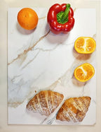 Multi-Purpose Pastry Marble Design Stone Tray Cutting Board Slab 16” x 12” With Non-Slip Feet,Stone Cheese Pastry Board, Serving Tray, Heat Resistant, Easy To Clean(G12, 16 * 12) - color: G12