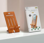 Pezin & Hulin Bamboo Cell Phone Stand, Wood Dock Holder, Portable Desktop Phone Rack, Compatible with Mobile Phone and Tablet -Slim Version (Brown) - color: Slim (Brown)