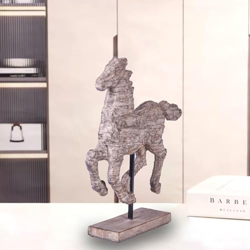Dynamic Running Horse Resin Sculpture | 14.57 inch Handmade Resin Art Statue for Modern Home Decoration