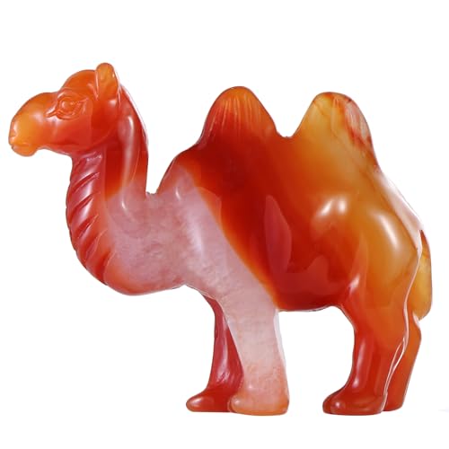 2.5" Crystal Camel Statue Red Carnelian Animal Carvings Collective Camel Sculpture Healing Stone Paperweight Home Gifts Decor - color: Red Carnelian