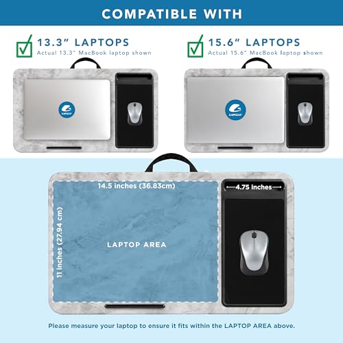 LAPGEAR Home Office Lap Desk with Device Ledge, Mouse Pad, and Phone Holder - White Marble - Fits Up To 15.6 Inch Laptops - Style No. 91501 - color: White Marble, size: Home Office
